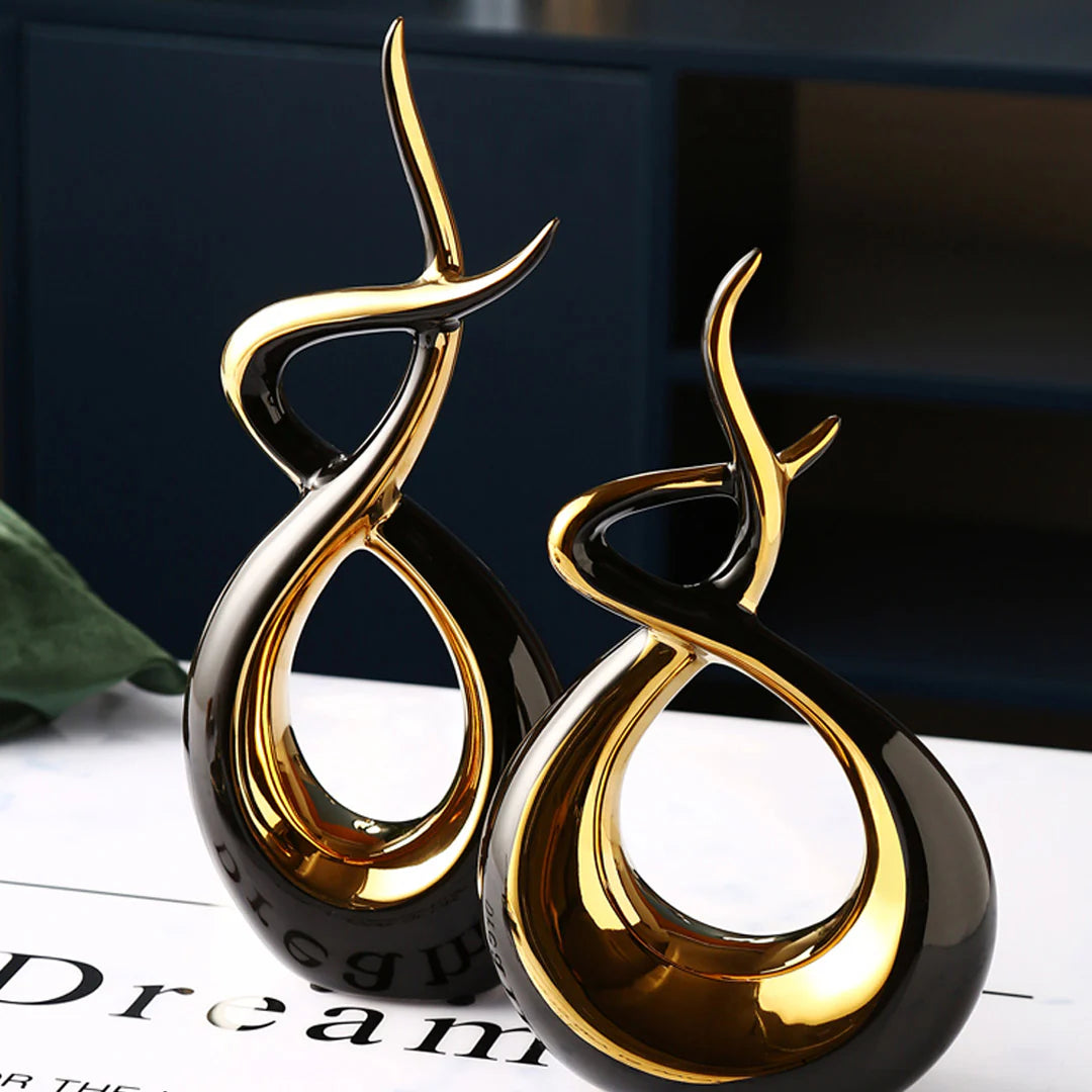 Modern Abstract Art Ceramic Statue, Home Ornament Artistic home decoration Modern Abstract Art Ceramic Statue, Home Ornament 2Pcs