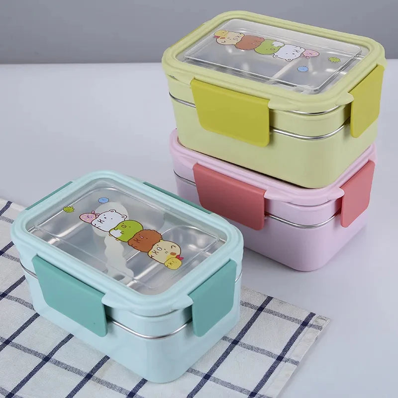 Double Layered Stainless Steel Kids Lunch Box