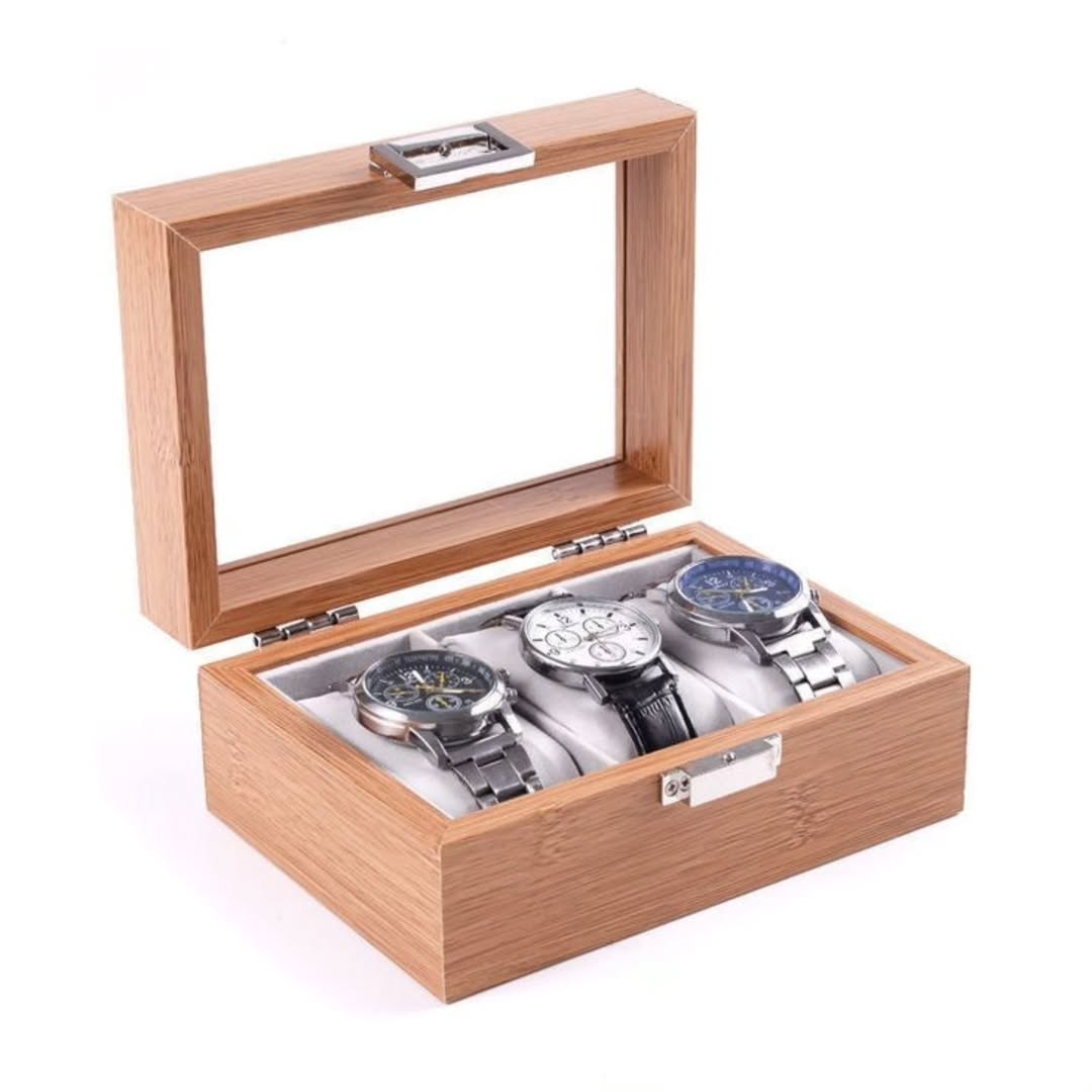 3 Slot Wooden Watch Organizer