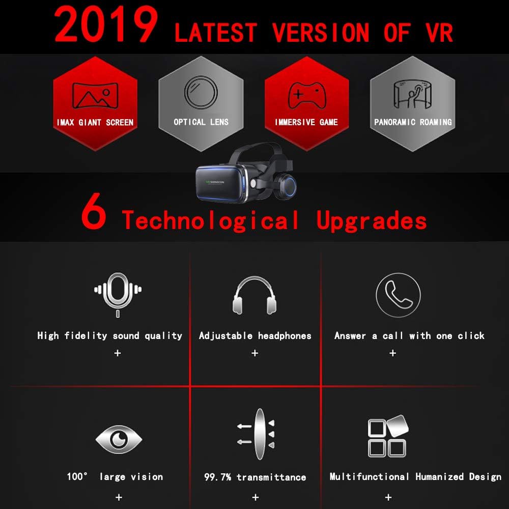 Vr box with headphone and a remote control.