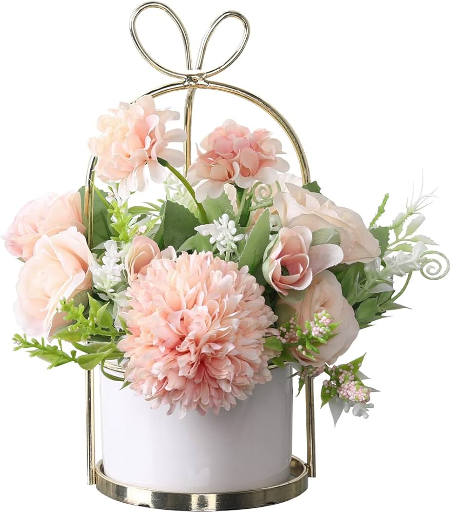 Artificial Flowers Hydrangea with Ceramic Vase