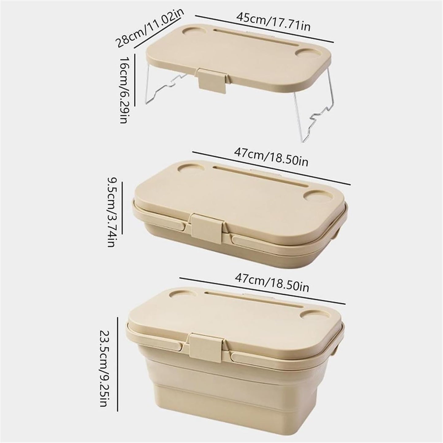 3 in 1 Foldable Collapsible Camping Hand Basket /Picnic Basket Bag- Convertible to a Table, Storage unit, Cutting Board