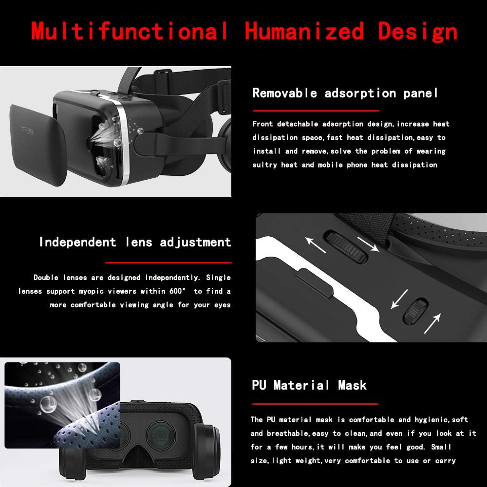 Vr box with headphone and a remote control.