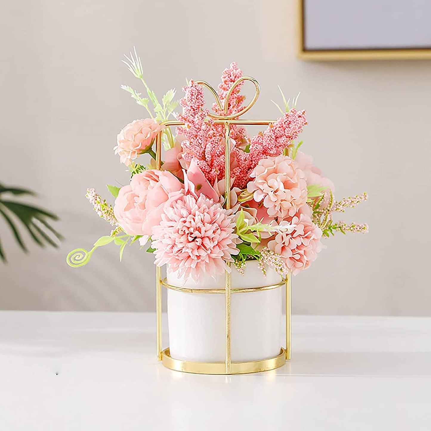 Artificial Flowers Hydrangea with Ceramic Vase