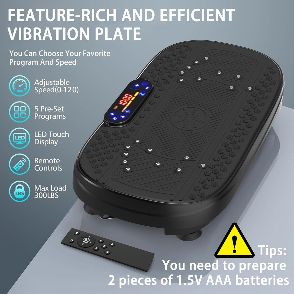 Ultra Slim Vibration Plate Exercise Machine, 3 Programs + 99 Levels, Full Whole Body Vibration Machine For Home Fitness
