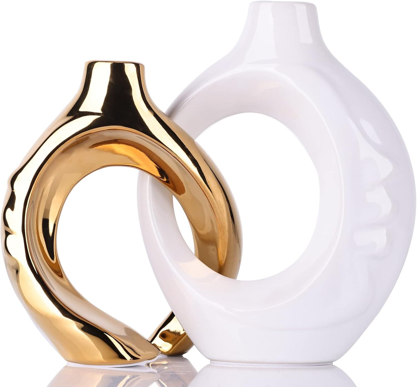 White and Gold Vase with Hole