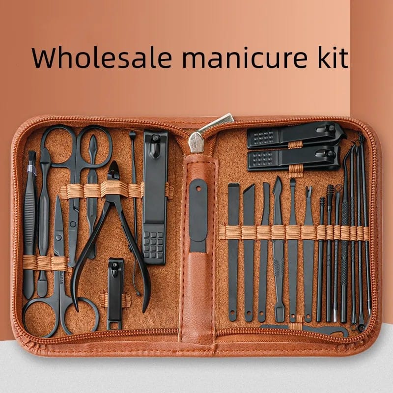 26 piece set Manicure /pedicure set decoration nail With Leather Case
