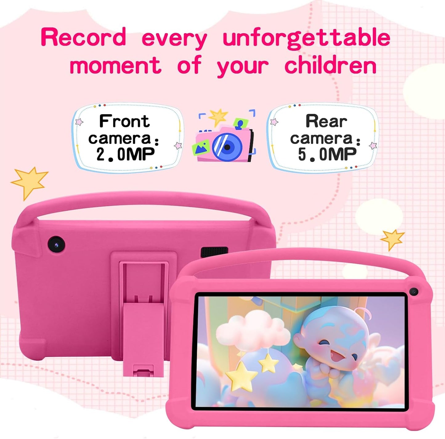 Kids Android Tablet  For Boys Girls Dual Cameras Children's Leaning Machine Game Student Tablet WiFi with protection case random 7" 3+32GB