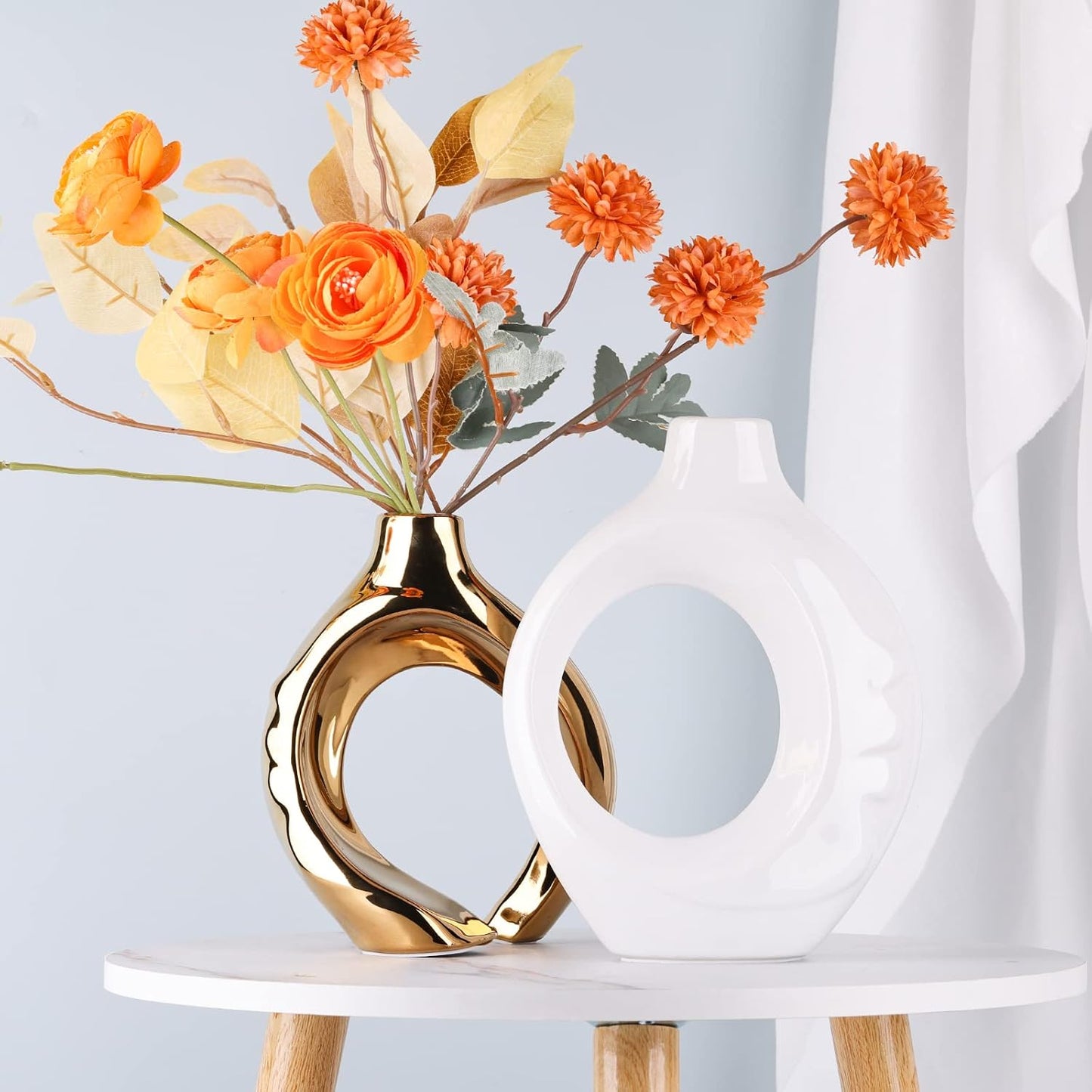 White and Gold Vase with Hole