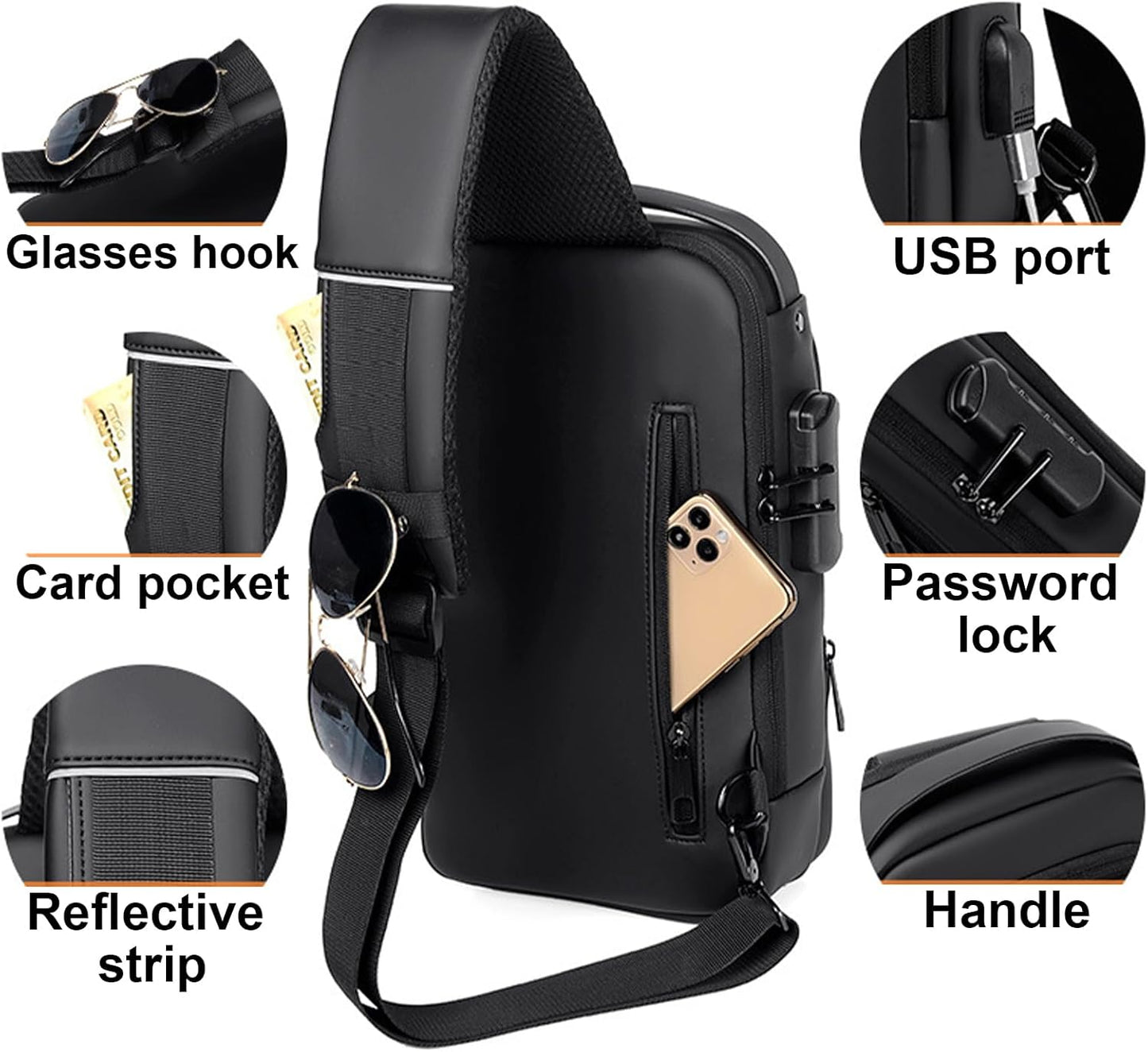 3 in 1 Men business Cross Body Chest Bag Set