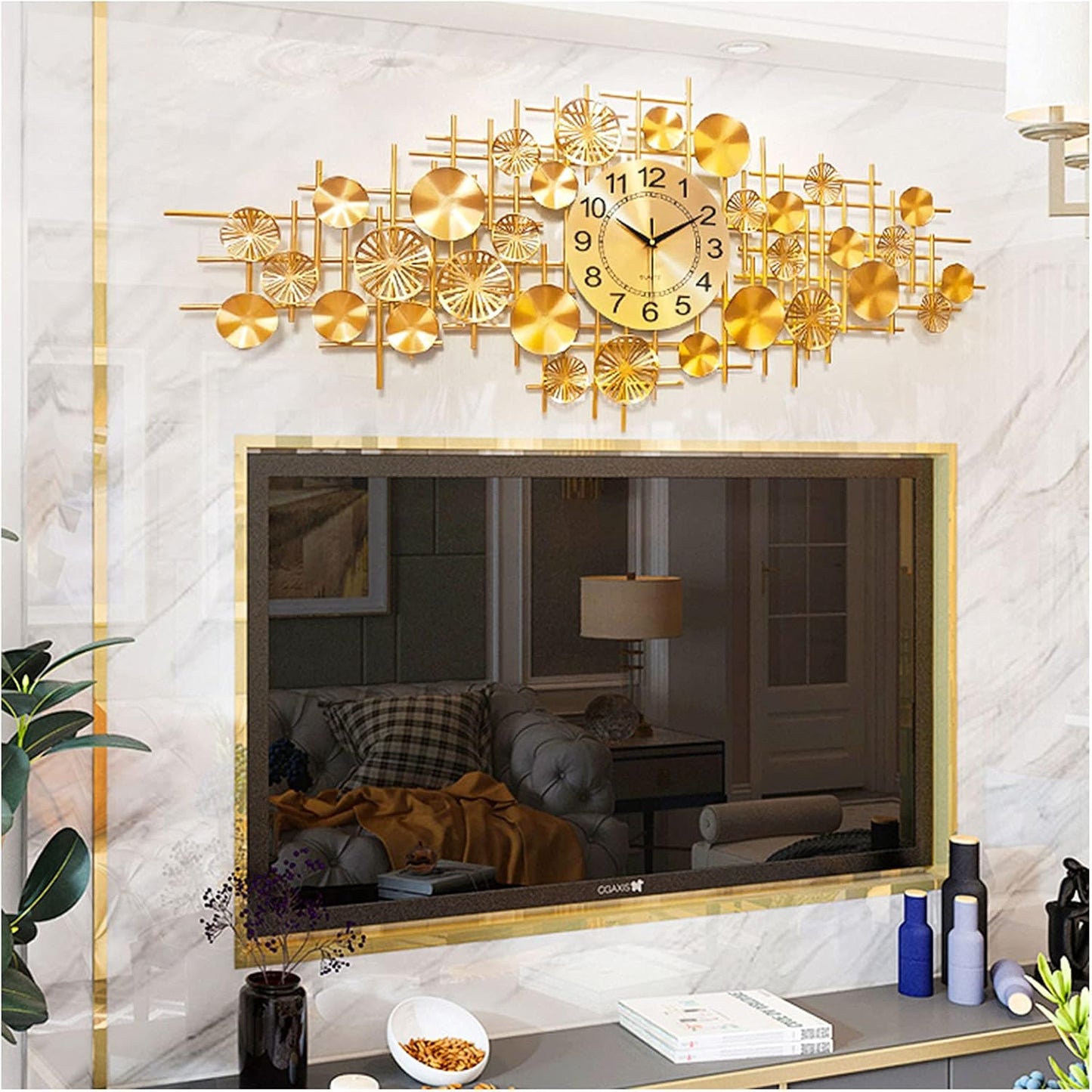 Wrought iron golden wall clock