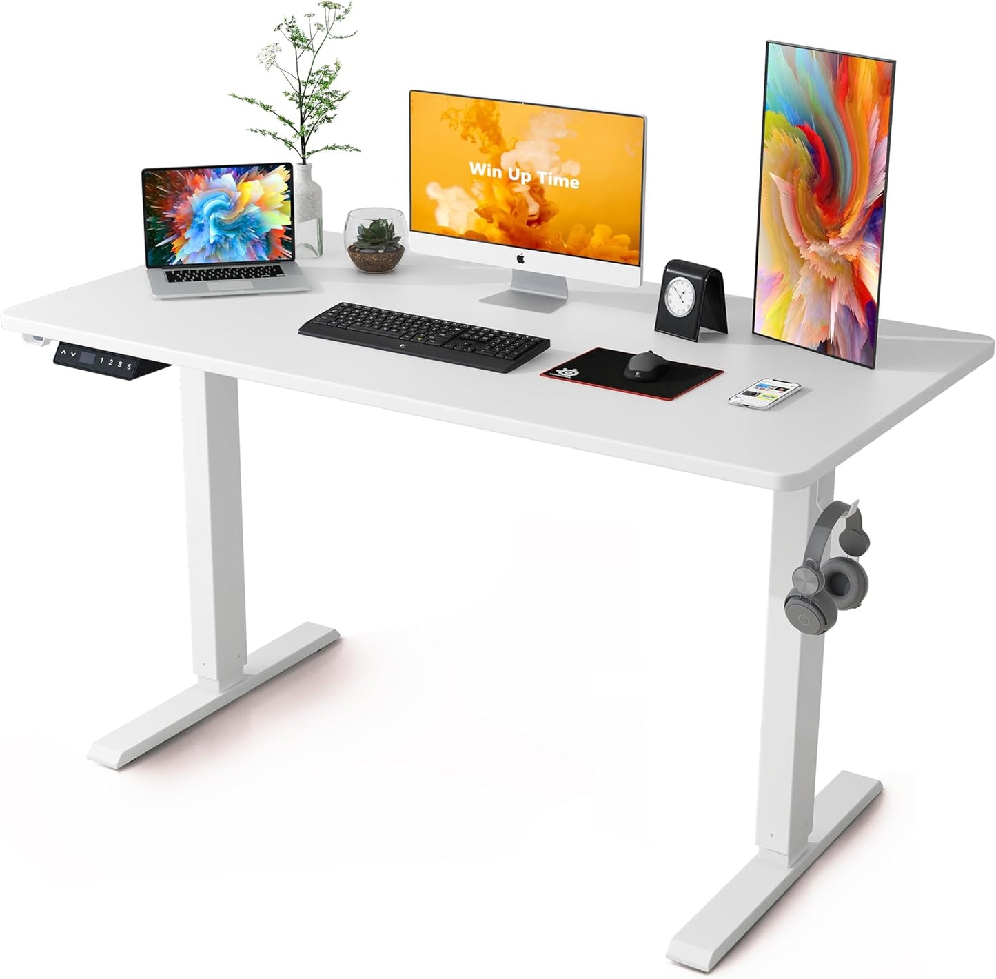 Adjustable Height Electric Standing Laptop Computer Desk Workstation with Automatic Memory and Intelligent LED Display, 120 * 60