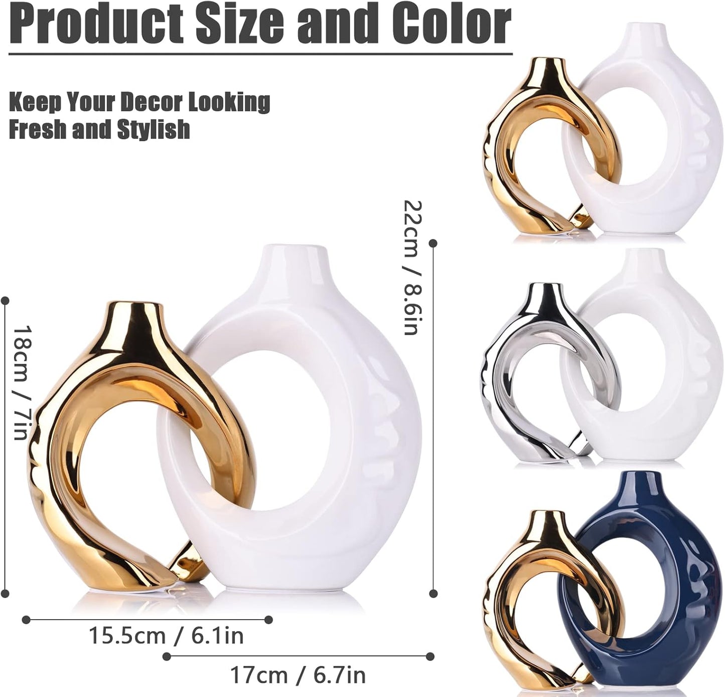 White and Gold Vase with Hole