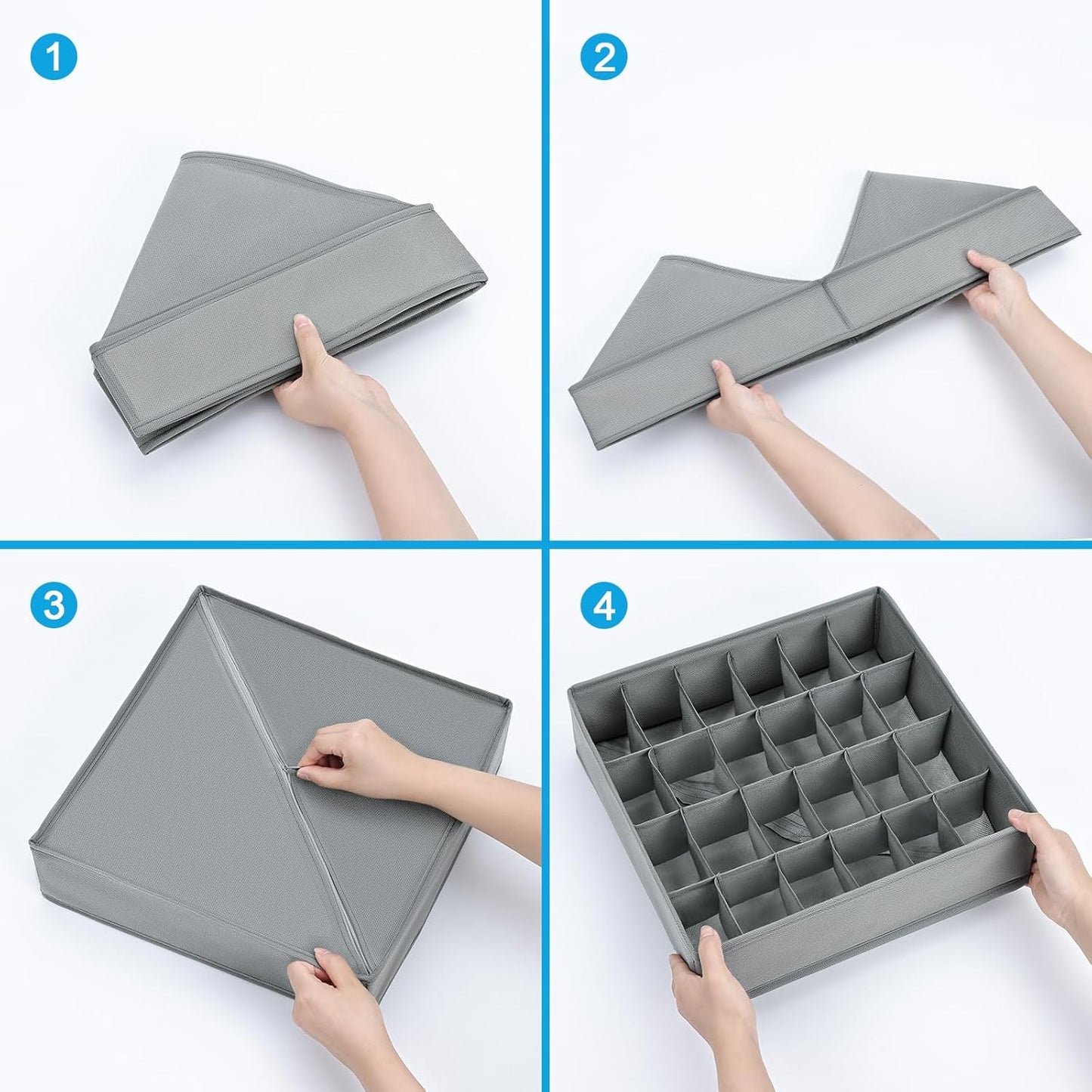 4 Pack Underwear Organizers, Foldable Closet Organizers and Storage for Socks, Underwear, Ties