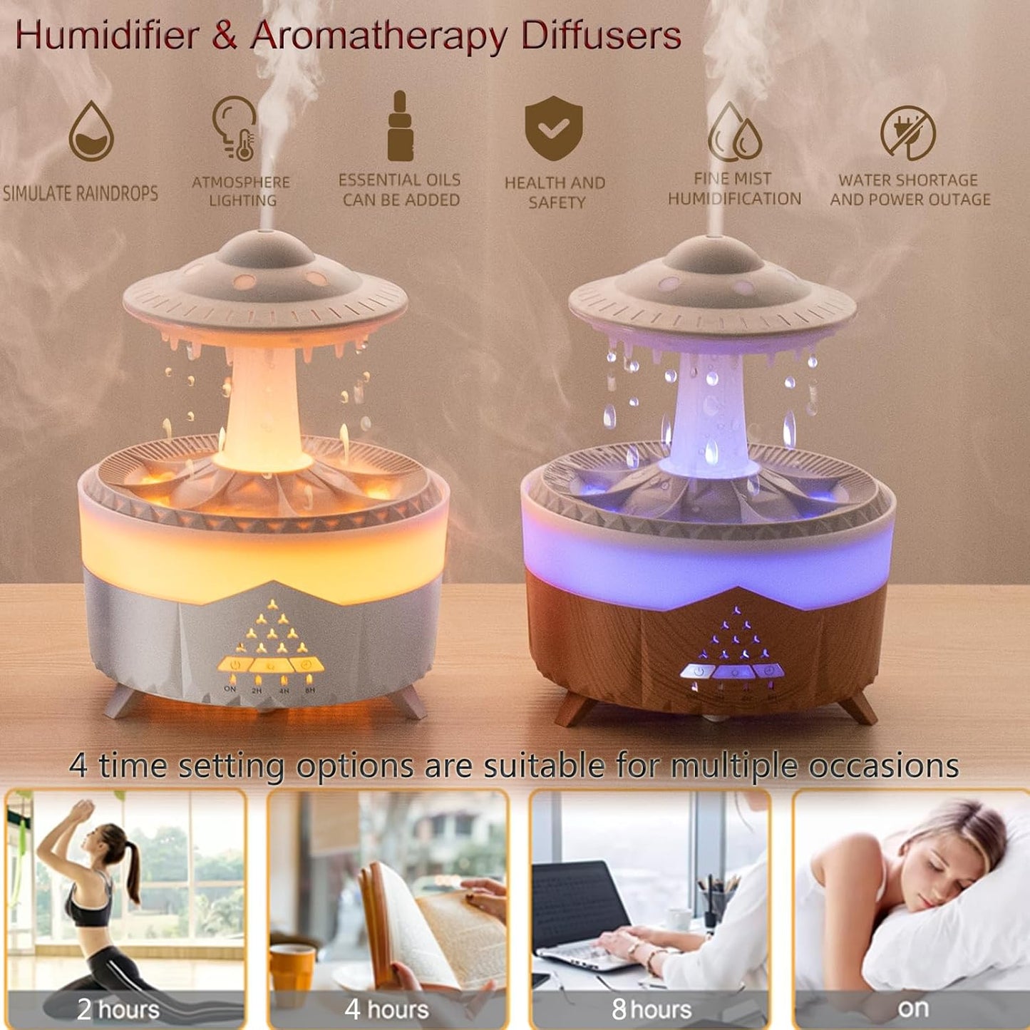Aroma Humidifier Raindrop Humidifier with Colorful Lights