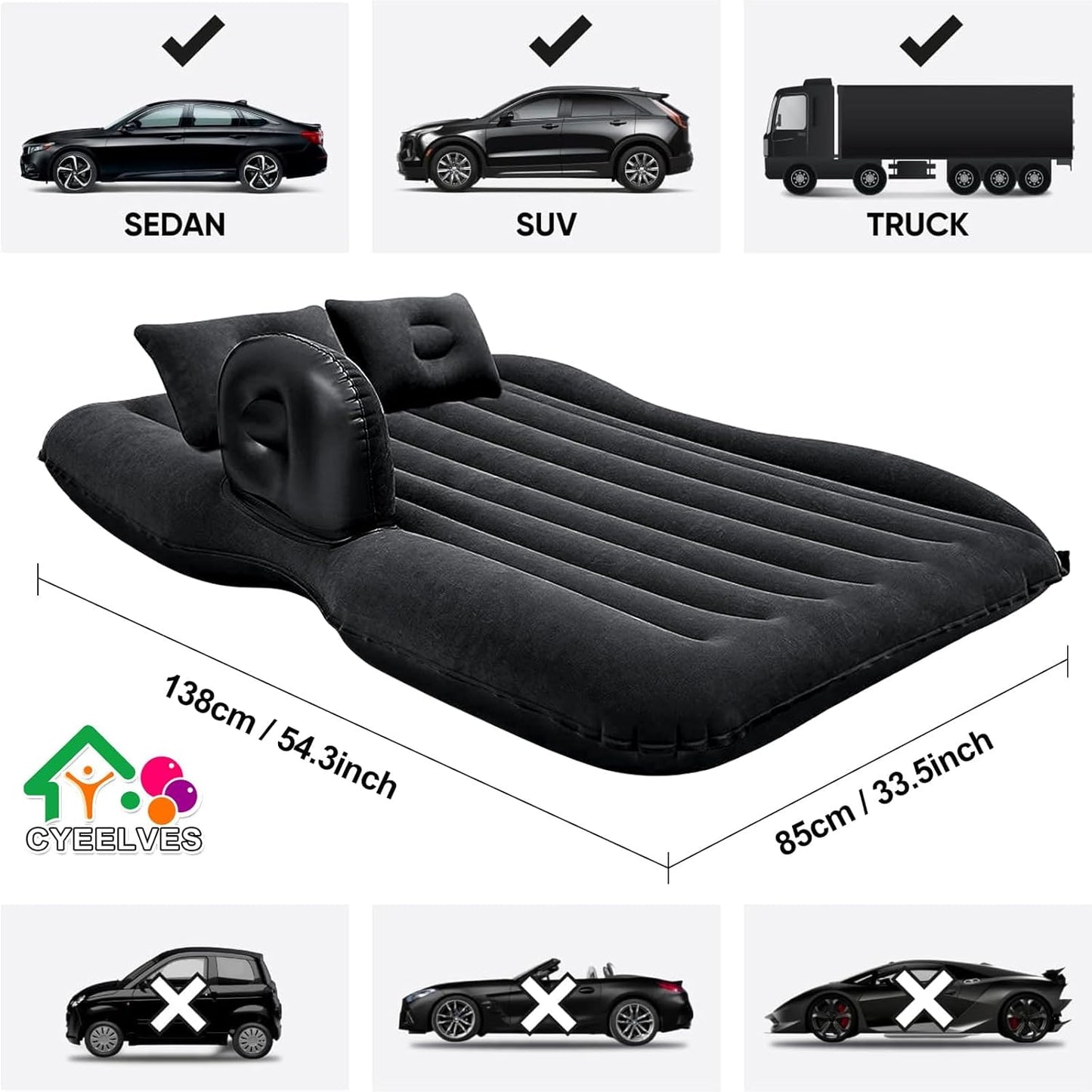 Car Travel bed automotive air inflatable mattress.