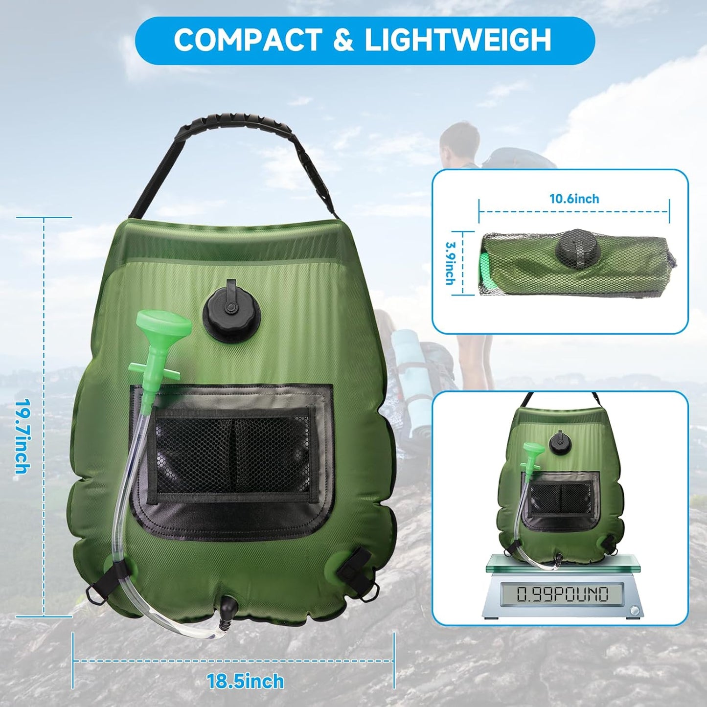 20L Solar Water Storage Bags / Outdoor Camping Hiking Heating Shower Bathing Bags