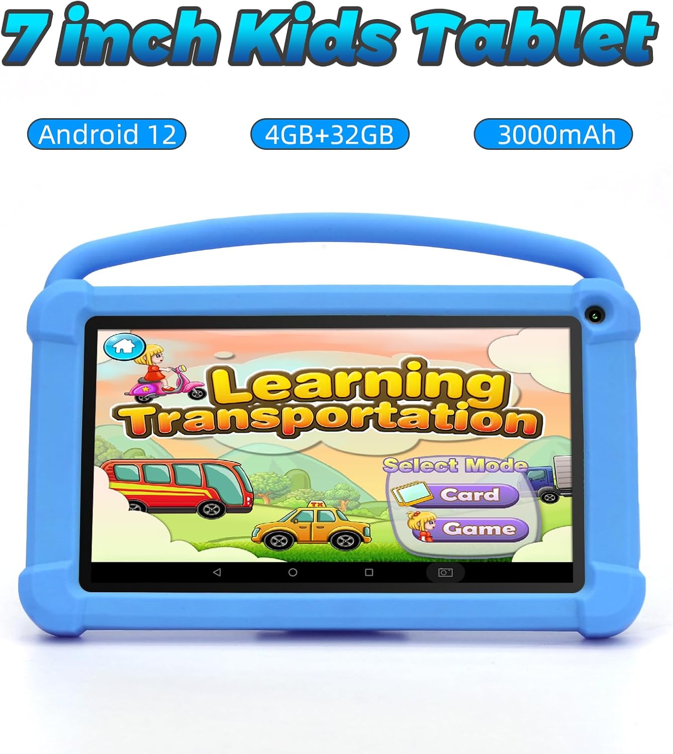 Kids Android Tablet  For Boys Girls Dual Cameras Children's Leaning Machine Game Student Tablet WiFi with protection case random 7" 3+32GB