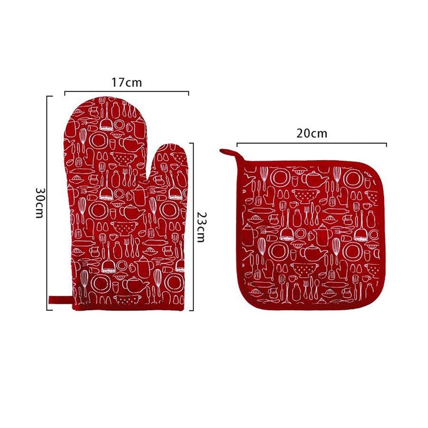 Cotton Oven Mitten and Pot Holder