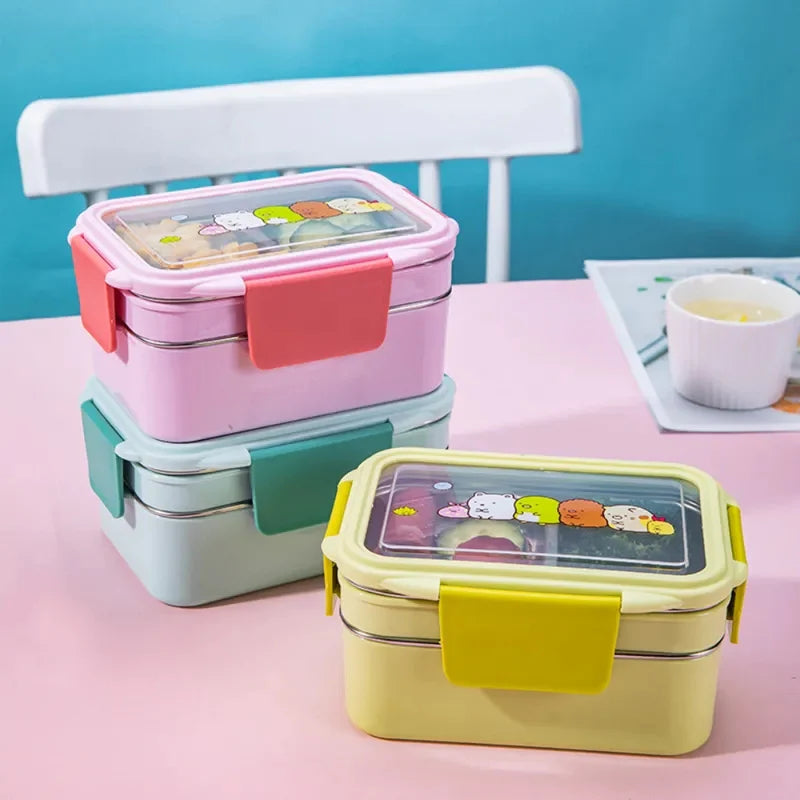 Double Layered Stainless Steel Kids Lunch Box