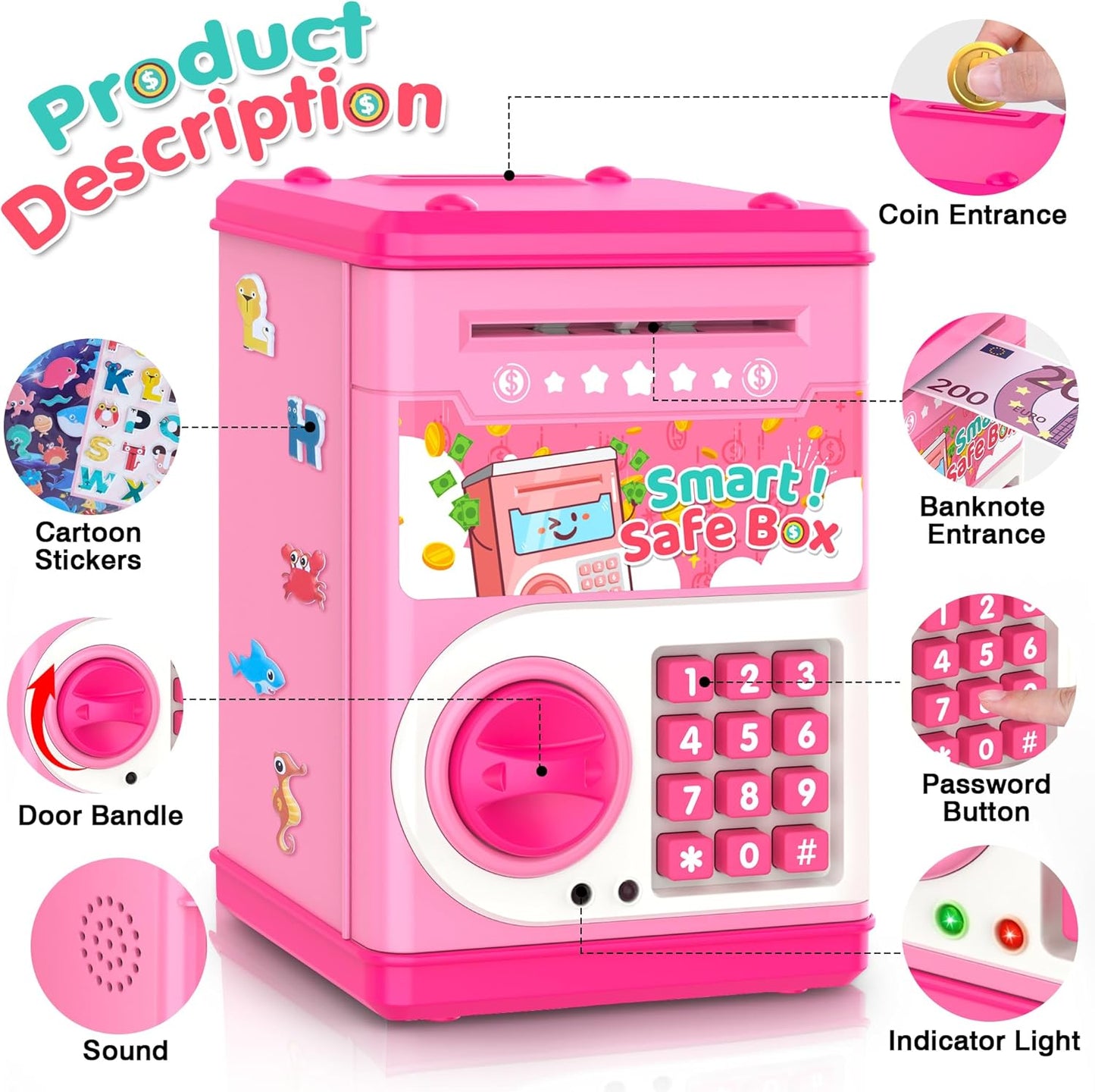 Kids Piggy Bank Password Protection Automatic Saving Bank Toy