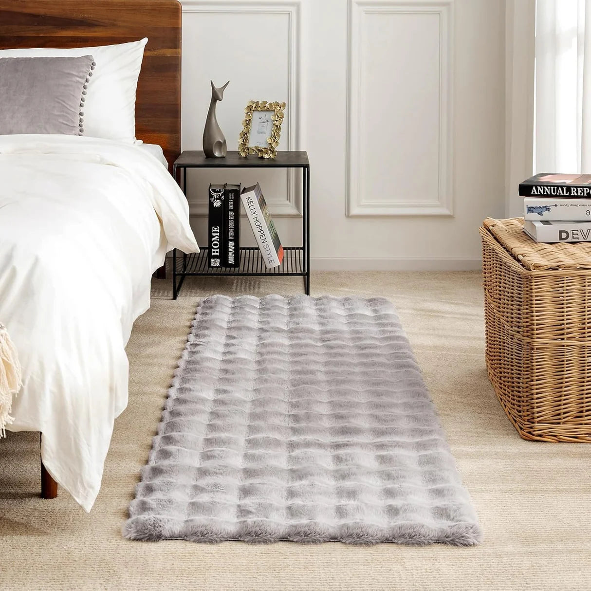Faux Rabbit Fur Rug Carpet, 4x6 FT Fluffy Soft Area Rug