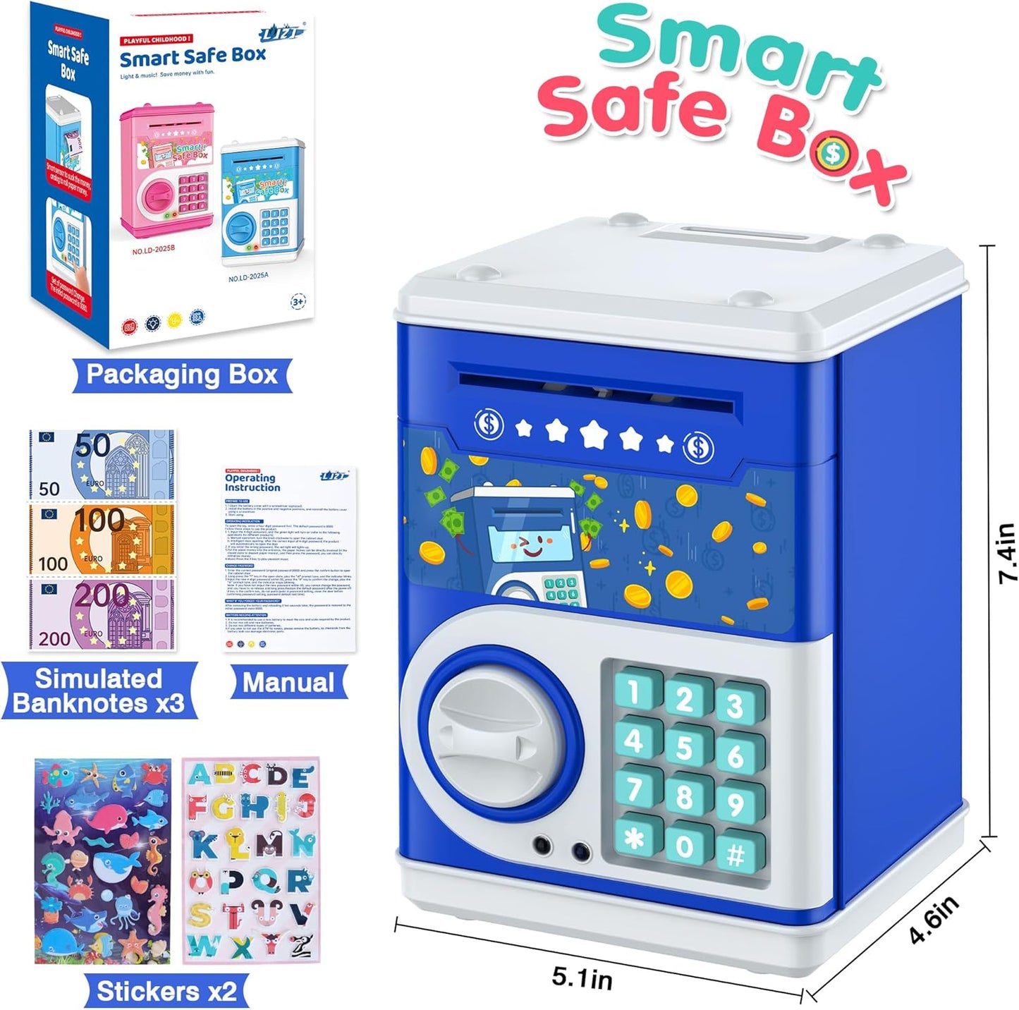 Kids Piggy Bank Password Protection Automatic Saving Bank Toy