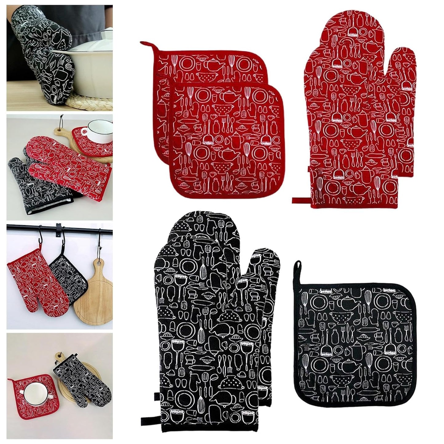 Cotton Oven Mitten and Pot Holder