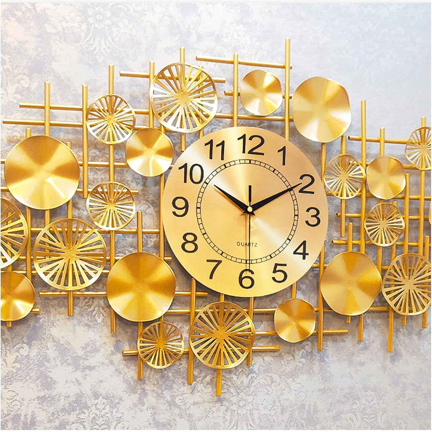 Wrought iron golden wall clock