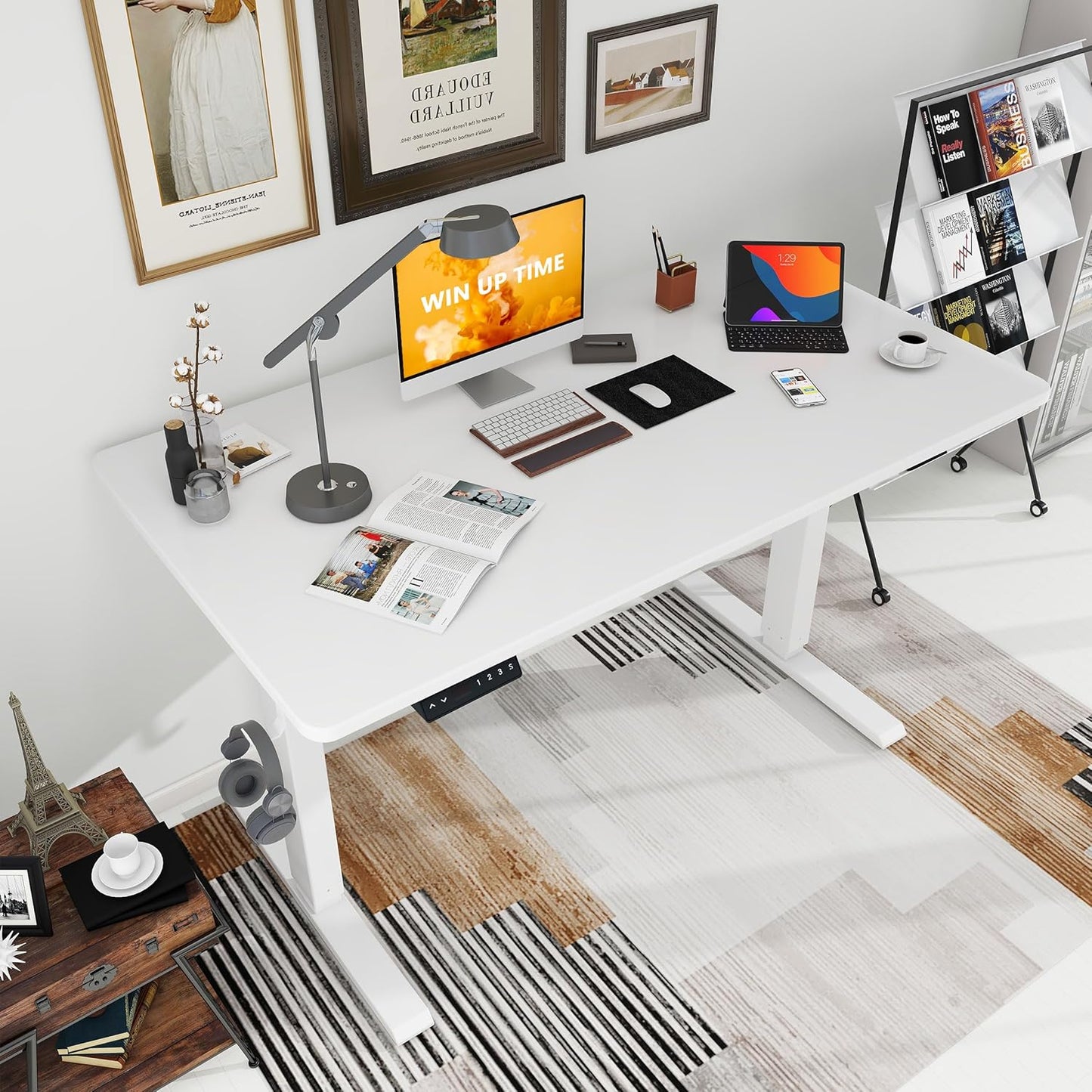 Adjustable Height Electric Standing Laptop Computer Desk Workstation with Automatic Memory and Intelligent LED Display, 120 * 60