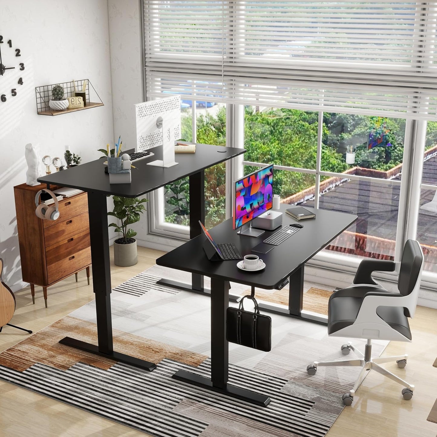 Adjustable Height Electric Standing Laptop Computer Desk Workstation with Automatic Memory and Intelligent LED Display, 120 * 60