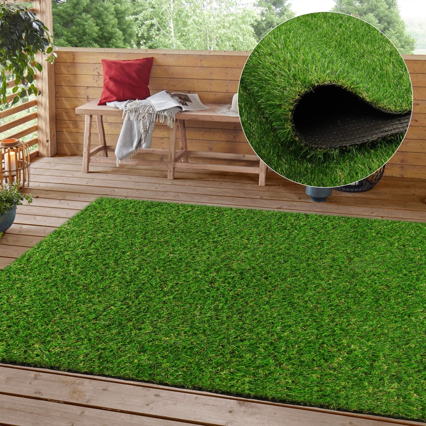 Premium Realistic Artificial Grass Rug Indoor Outdoor, Grass 35mm 2 meter square
