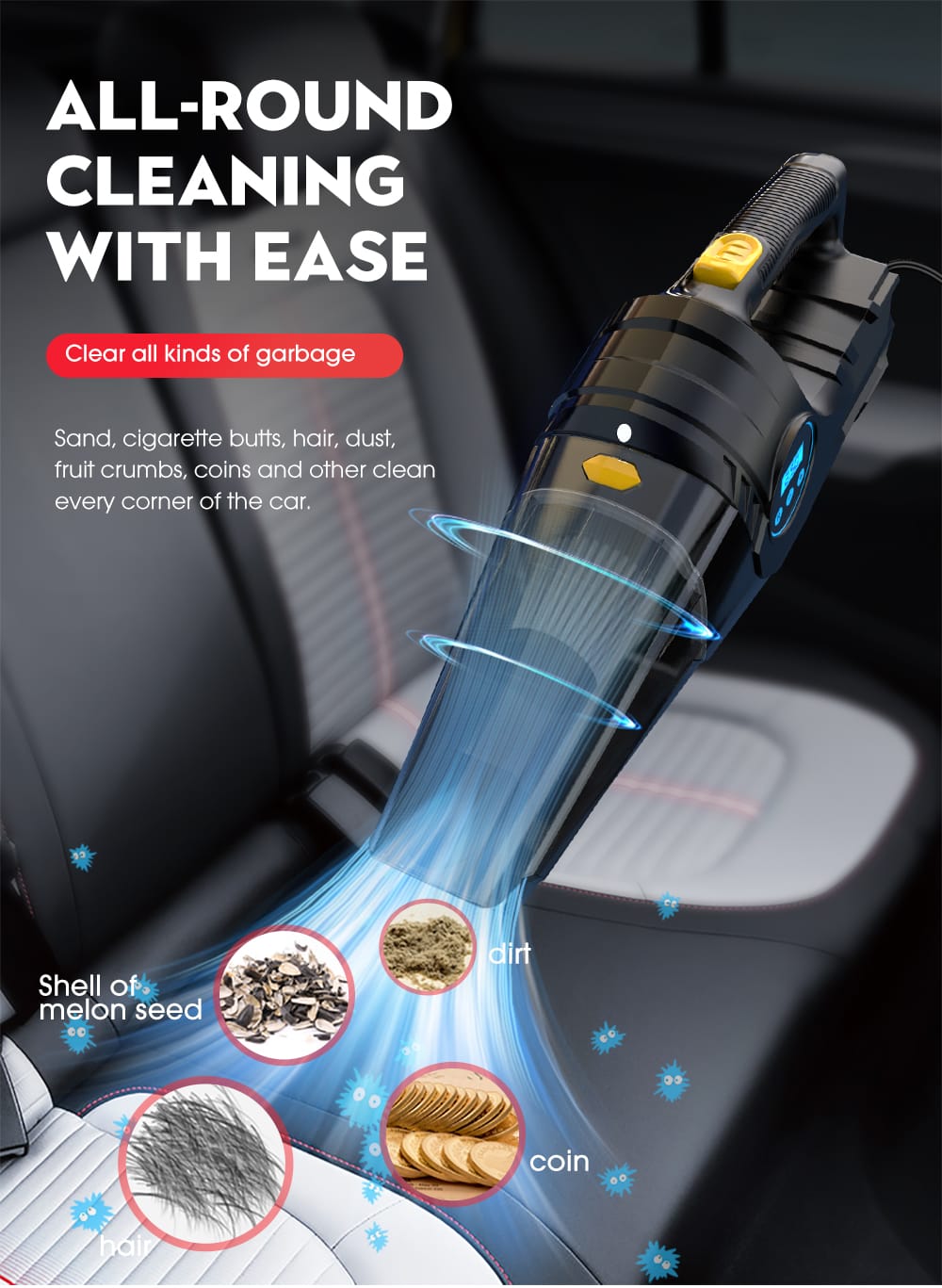 Portable Car Tyre Inflator and Vacuum Cleaner