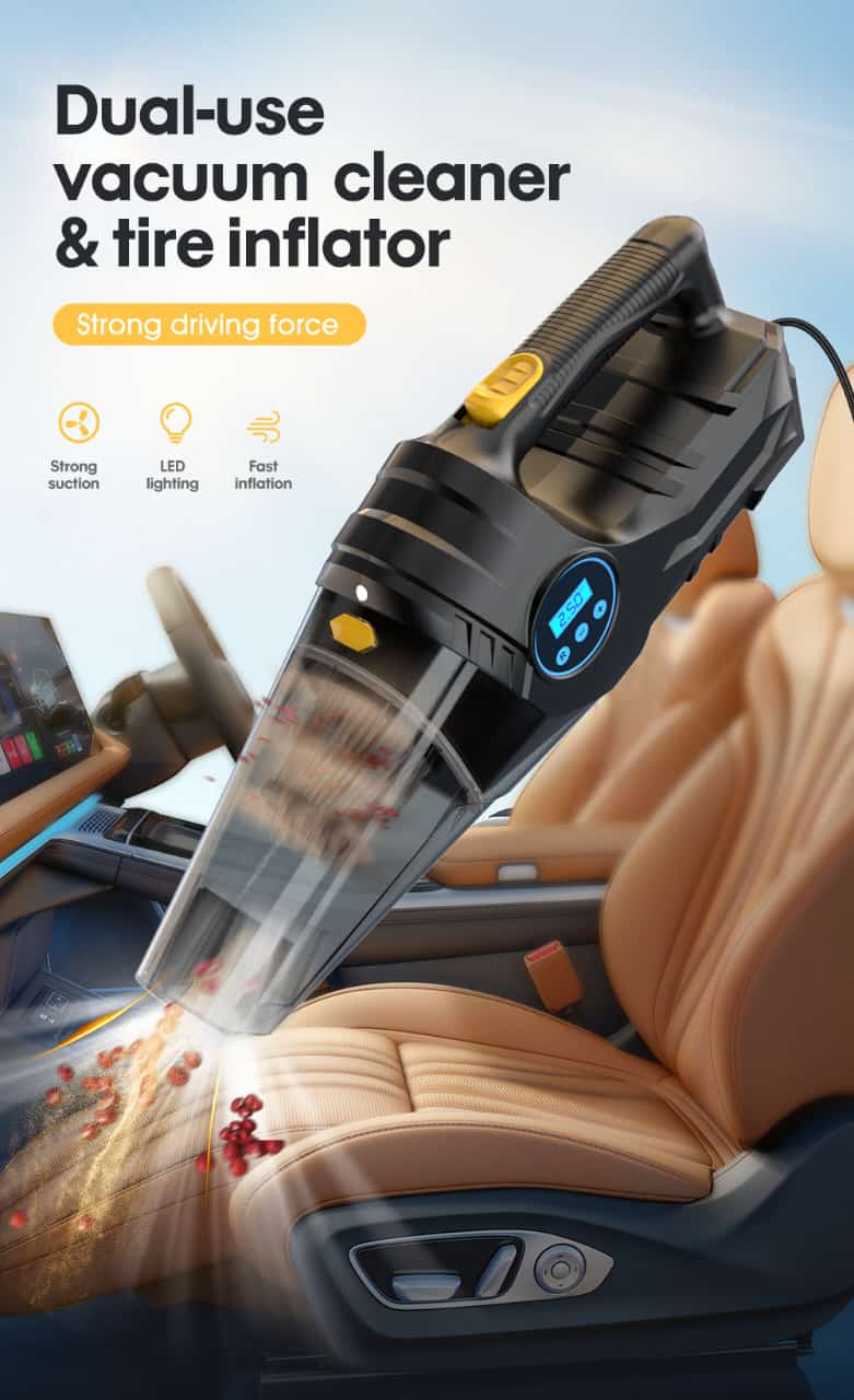 Portable Car Tyre Inflator and Vacuum Cleaner