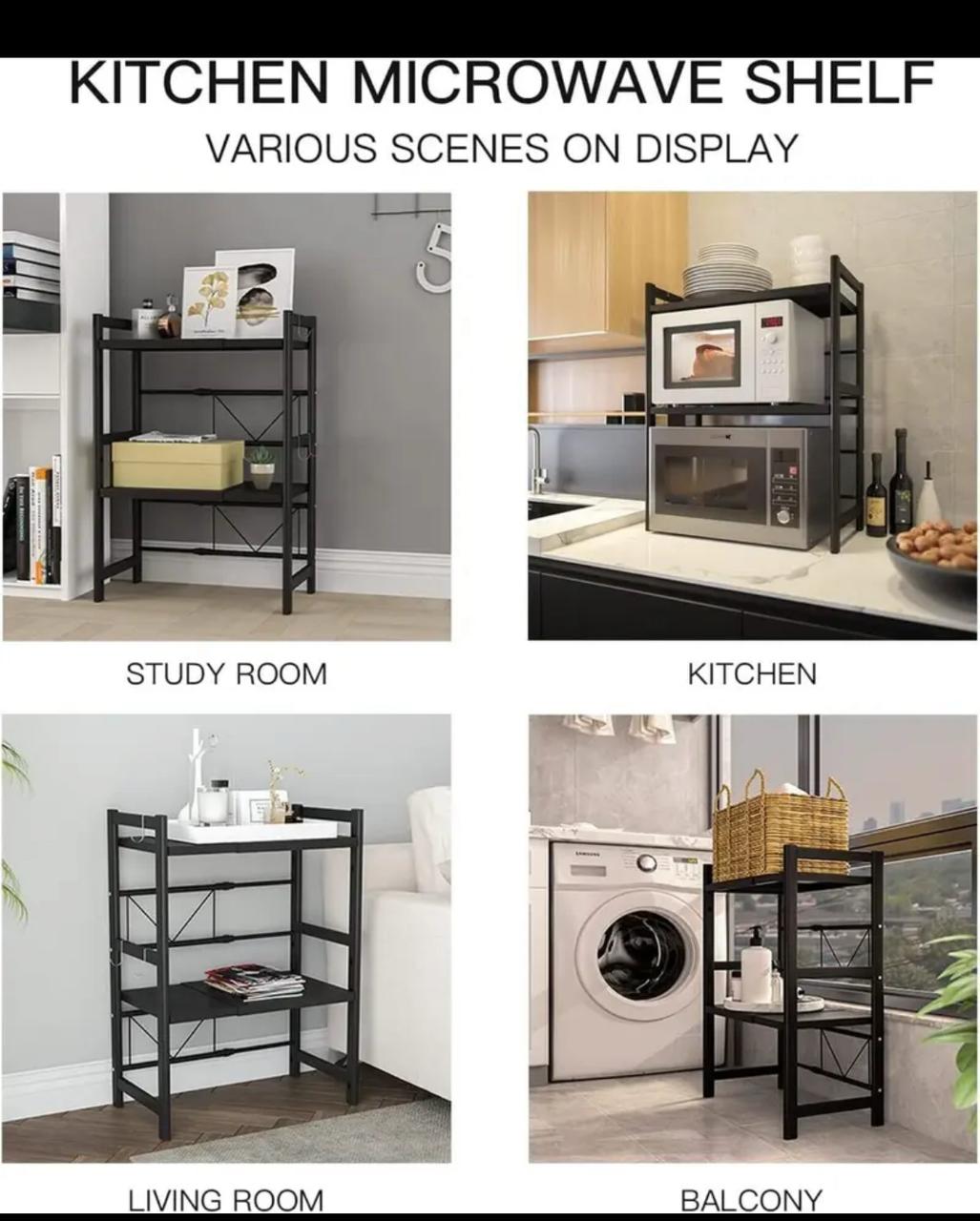 Steel Double layer Heavy-duty Adjustable Microwave Stand