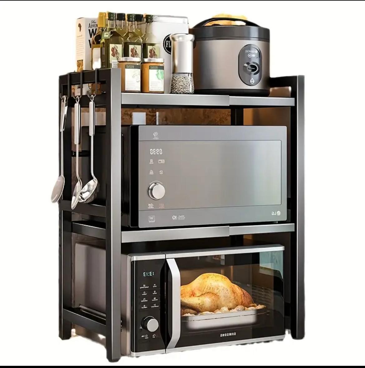 Steel Double layer Heavy-duty Adjustable Microwave Stand
