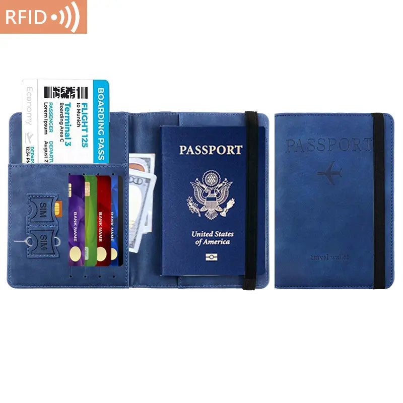 Passport Holder Cover Wallet Travel Essentials RFID Blocking Leather Card Case