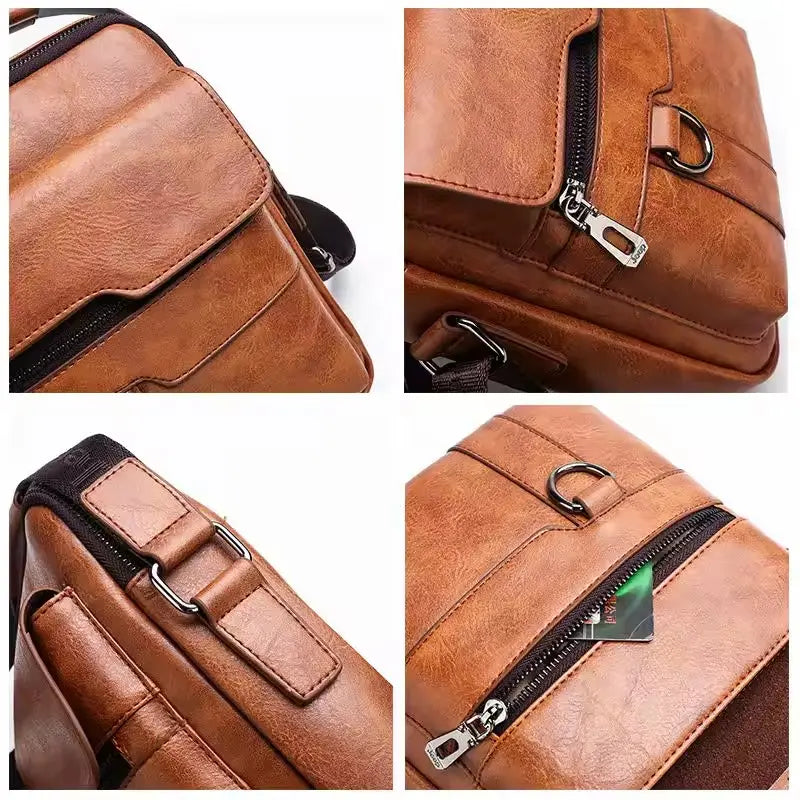 Messenger Bag Men's Retro Leather Shoulder Bag Cross Body Bag