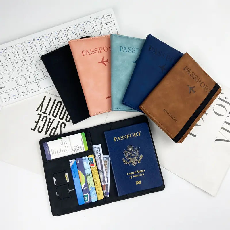 Passport Holder Cover Wallet Travel Essentials RFID Blocking Leather Card Case