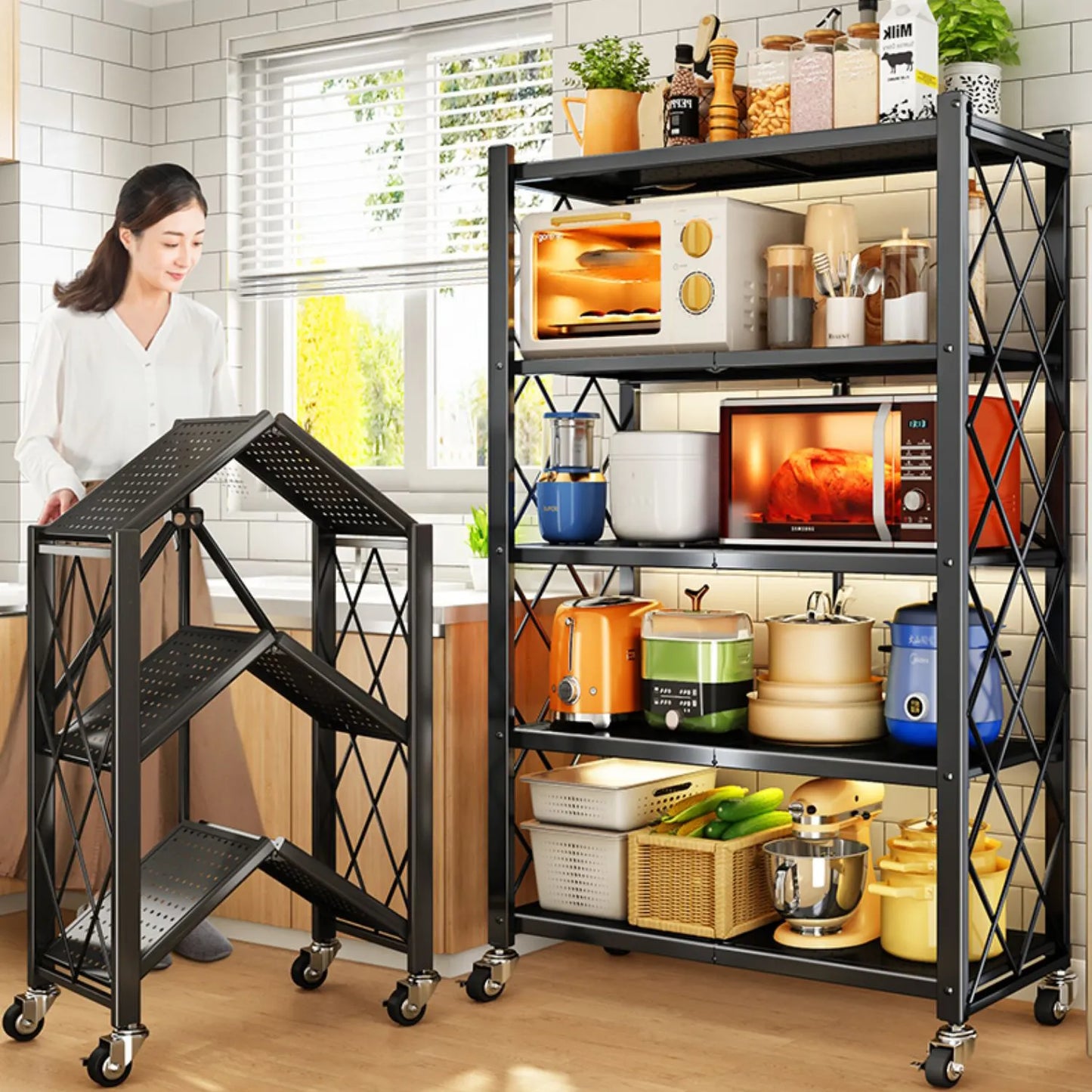 4 Tier Multifunctional Foldable Kitchen Rack