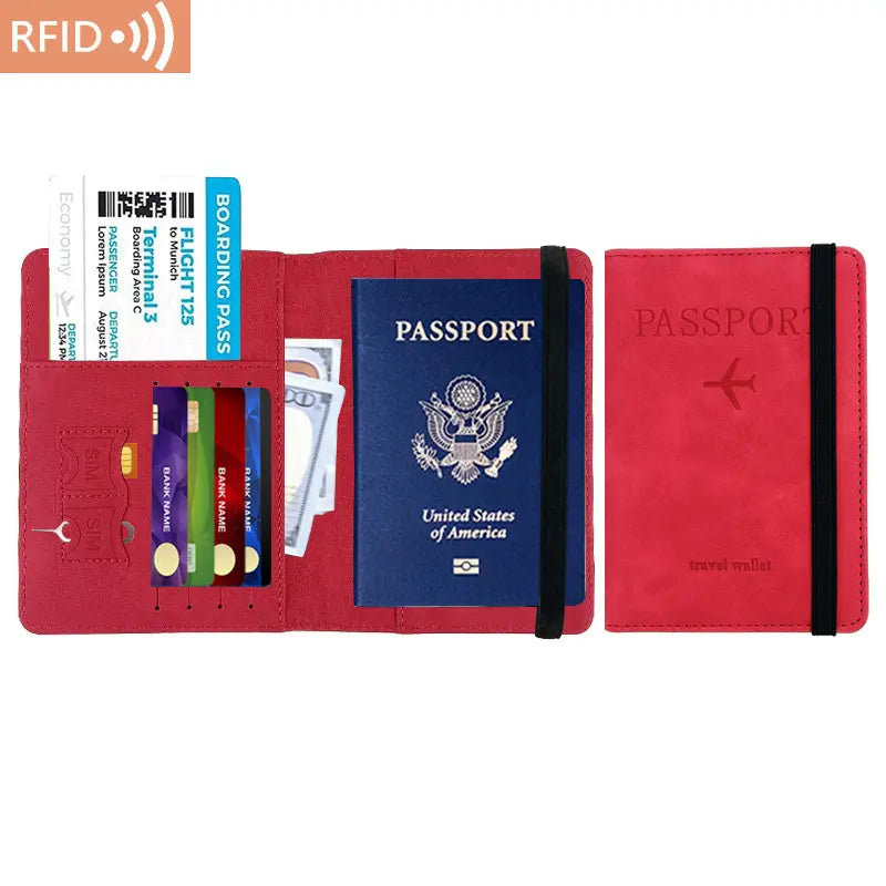 Passport Holder Cover Wallet Travel Essentials RFID Blocking Leather Card Case
