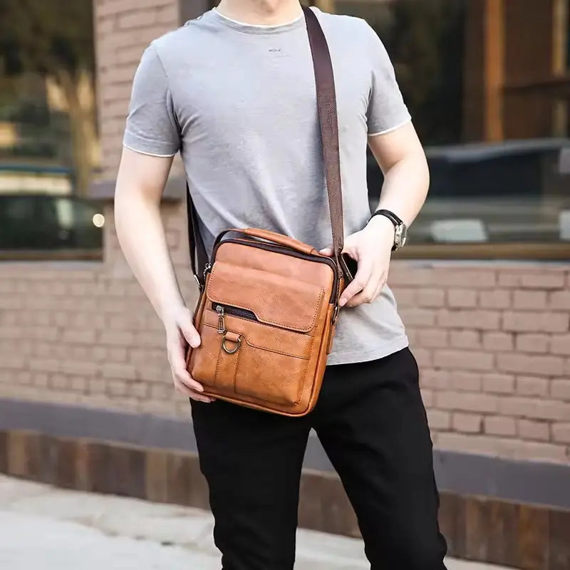 Messenger Bag Men's Retro Leather Shoulder Bag Cross Body Bag