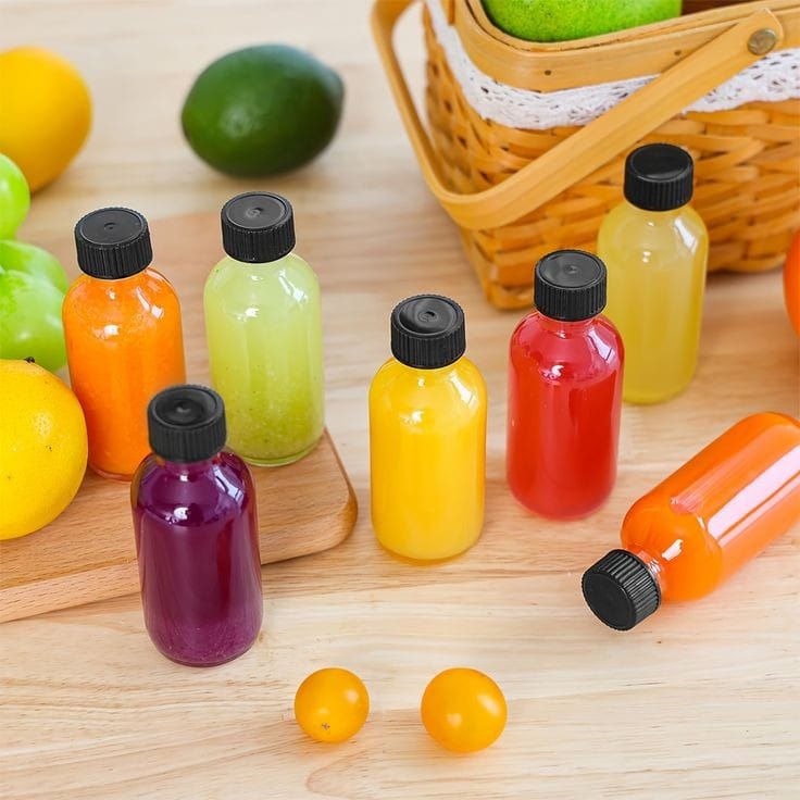 Set of 5 ginger shot bottles