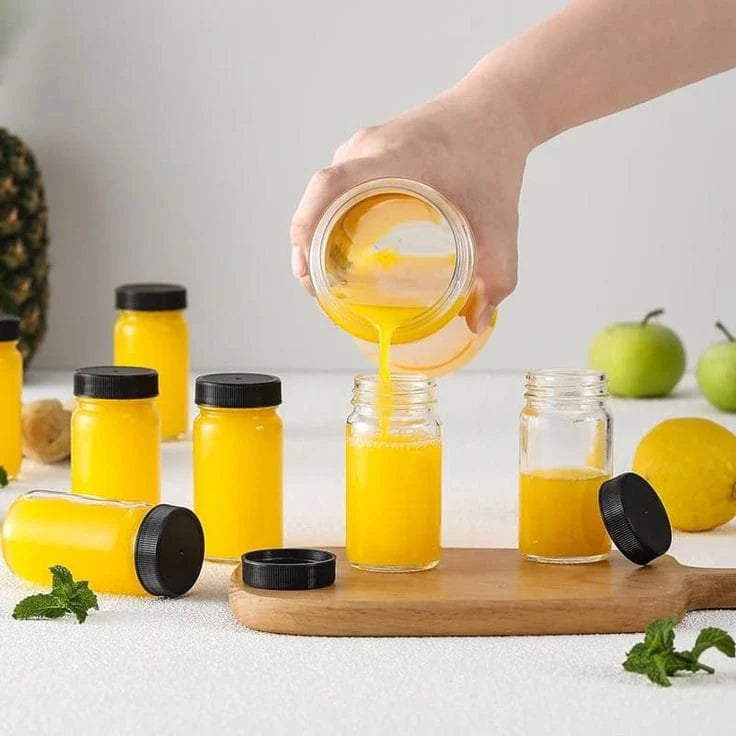 Set of 5 ginger shot bottles