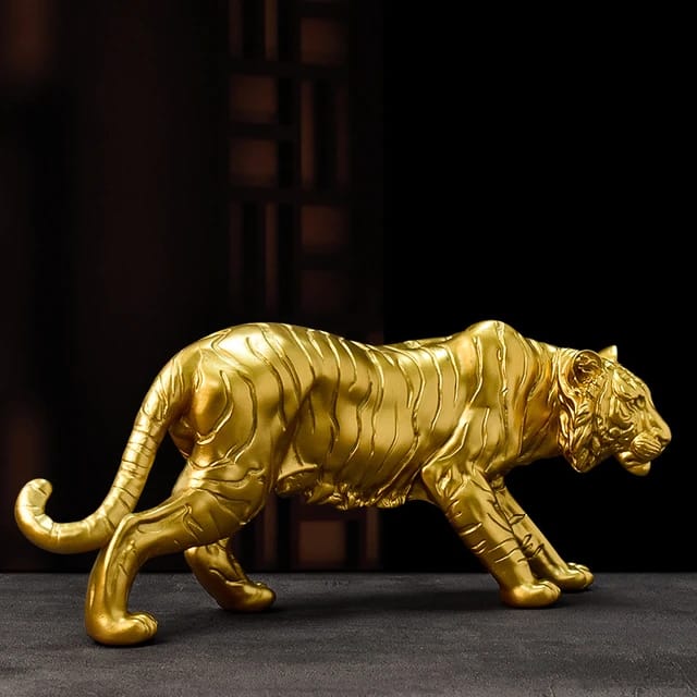 Resin Large Gold Tiger Statue Figurine Sculpture