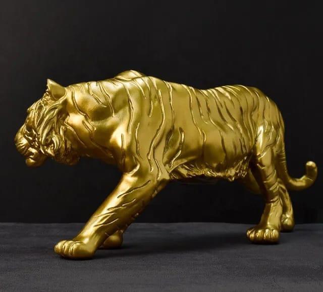 Resin Large Gold Tiger Statue Figurine Sculpture