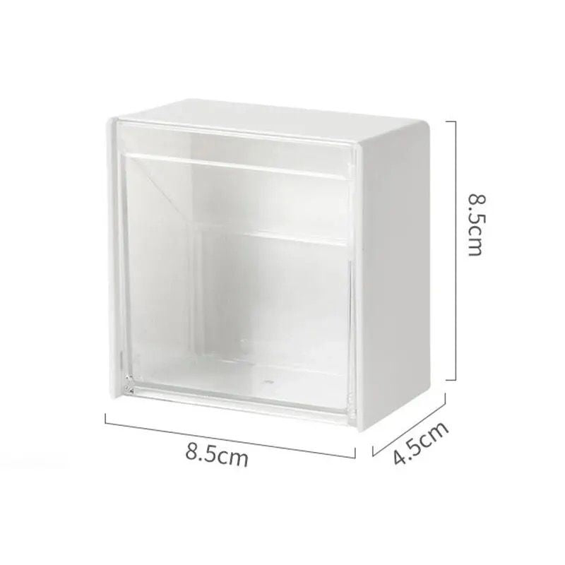 Dustproof Bathroom Organizer, Plastic Wall Mounted Storage Box per pair