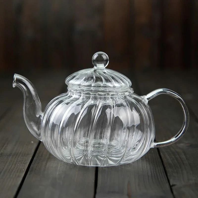 Stripped High Borosilicate glass tea/Coffee pot with stainless steel glass filter infuser