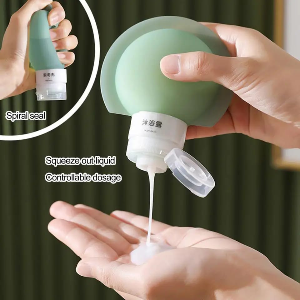 Silicone Bottle Lotion Container Squeeze Refillable Empty Bottle Lotion Dispenser Travel Body Wash Shampoo Container 3 Pcs a Set