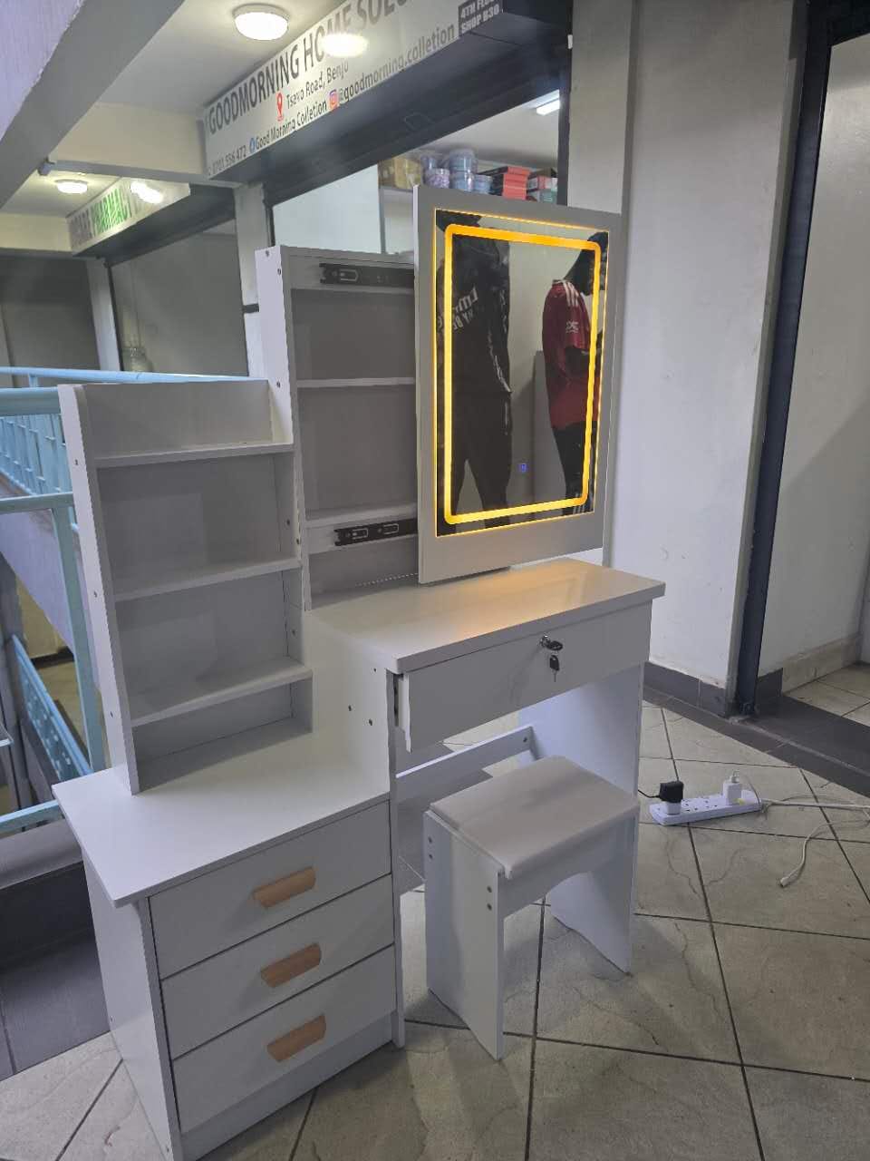 Dressing table with sliding mirror and Light